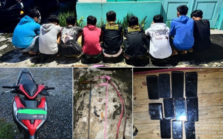 Tim Libas Polres Binjai Gagalkan Rencana Tawuran, 9 Remaja Diamankan Bersama Senjata Tajam*